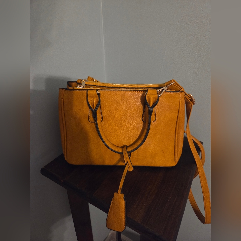 Isabella Mustard Yellow Satchel Cross Body Tote